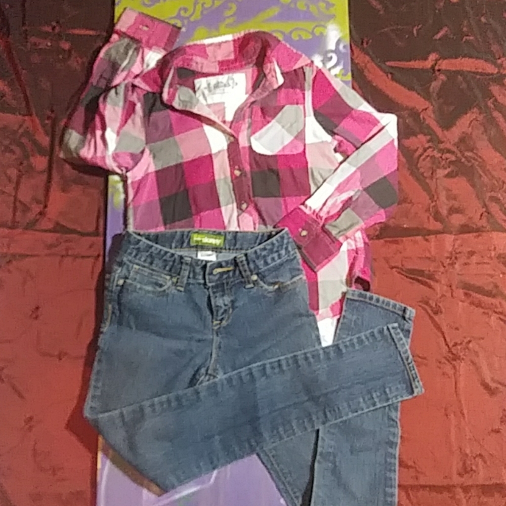 Mudd flannel/old navy jeans outfit..kids